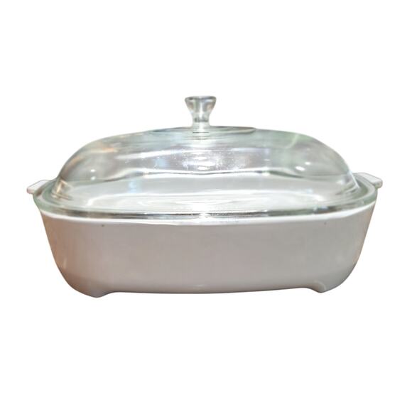 Corning Ware MW-16 10 x 10 White MicroMake Browning Dish w/ Lid - Picture 1 of 16